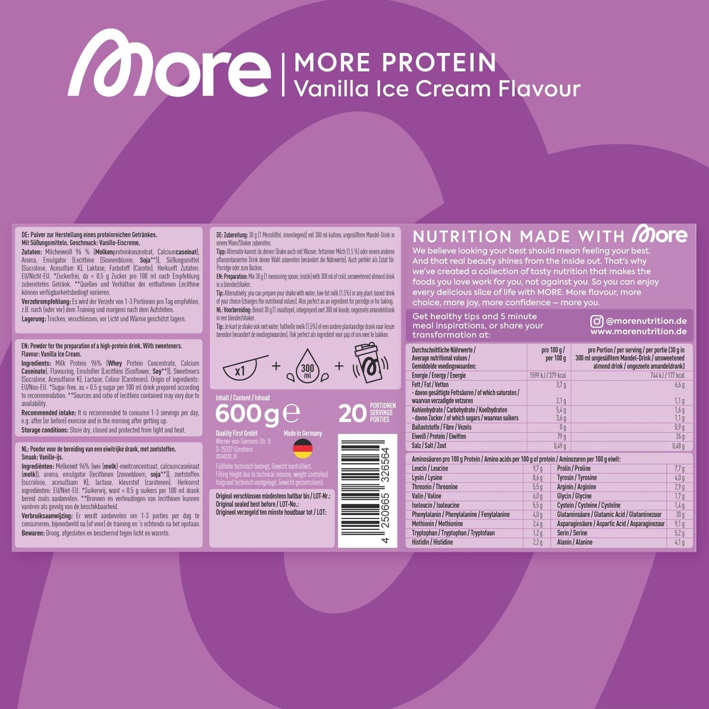 MORE TOTAL PROTEIN, 600G DOSE