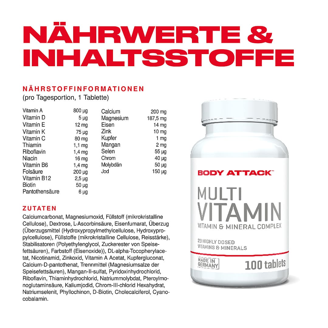 Body Attack Multi Vitamin 100 Tabletten