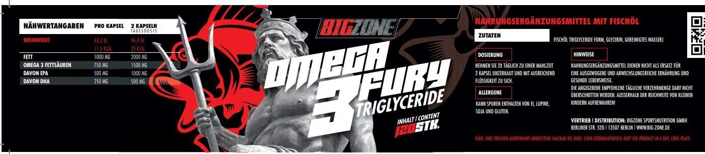 Big Zone Omega 3 Fury Triglyceride 120 Kapseln