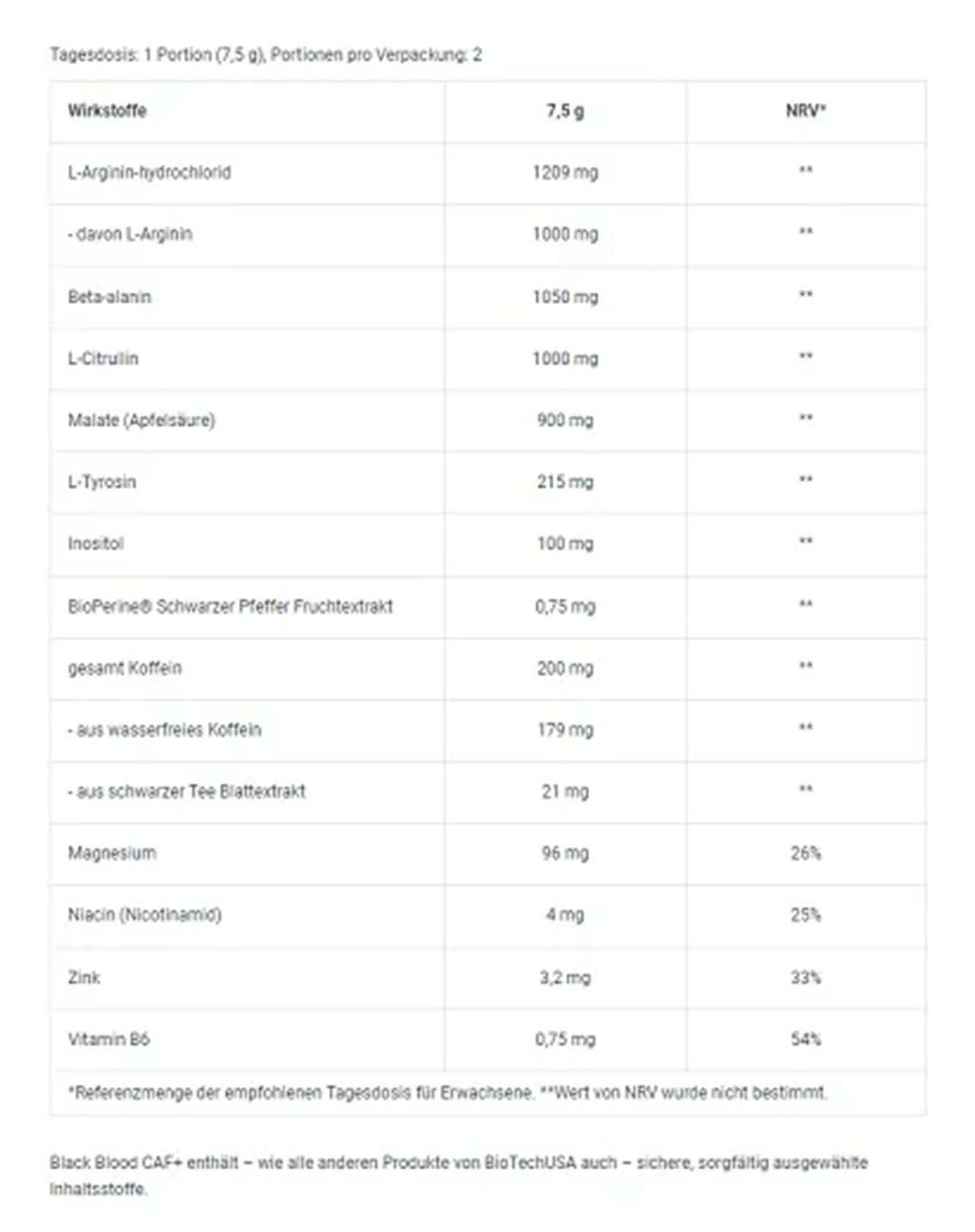 BioTech USA Black Blood CAF+ - 300 g