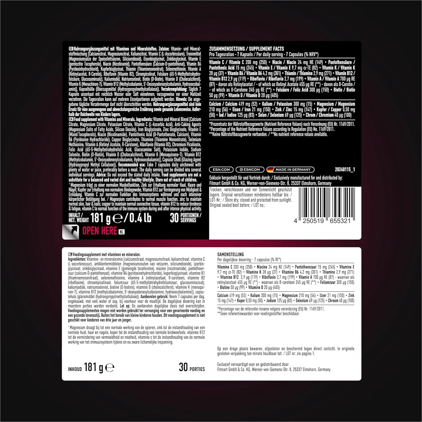 ESN Athlete Stack: Women 210 Kapseln